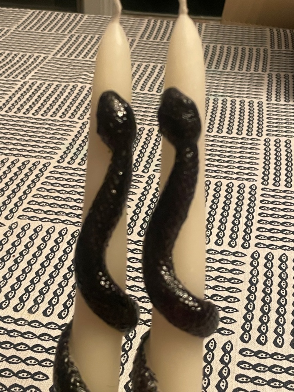 Anthropologie Set of Two Taper Candles with Black Snake Accent - Picture 7 of 10